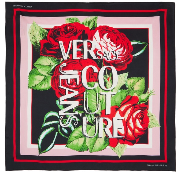Black Roses Logo Scarf from VERSACE JEANS COUTURE